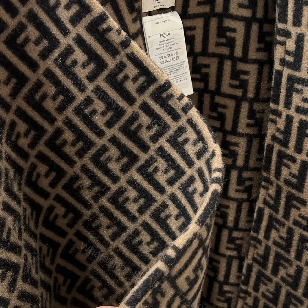 View 5 of Neutral Knit Poncho: Luxe Monogram-Patterned, Fringed, All-Season