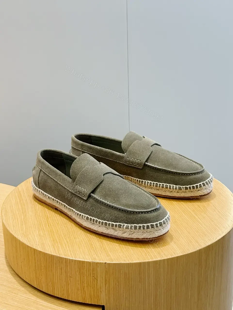 View 3 of Olive Suede Moccasins | Casual Slip-On Shoes | Hermes Style