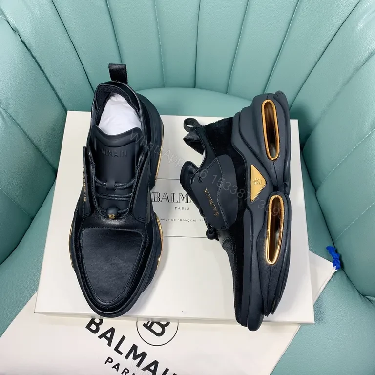 View 4 of Bold Black Balmain Runner: Allâ€‘Day Comfort + Gold Accents