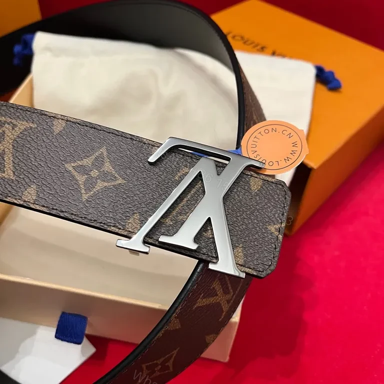 View 6 of Lux LV Monogram Belt: Signature Silver Buckle, Premium Canvas