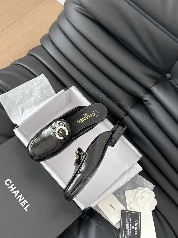 View 9 of Chic Patent Leather Mules â€“ Chanel-Inspired, Slip-On Luxury