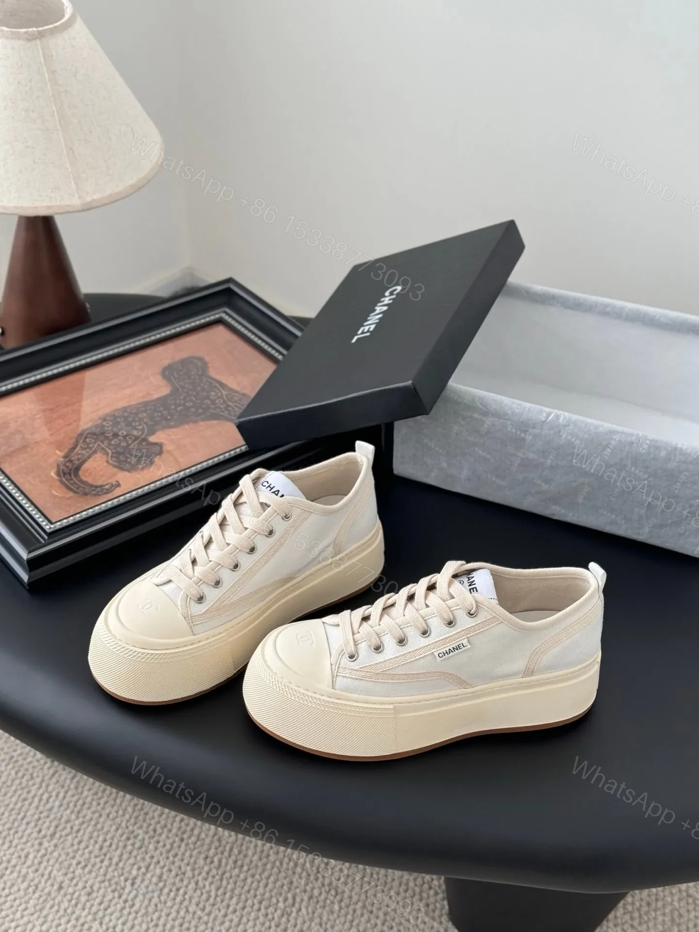 View 2 of Chanel Women Beige Canvas And Rubber Sneakers