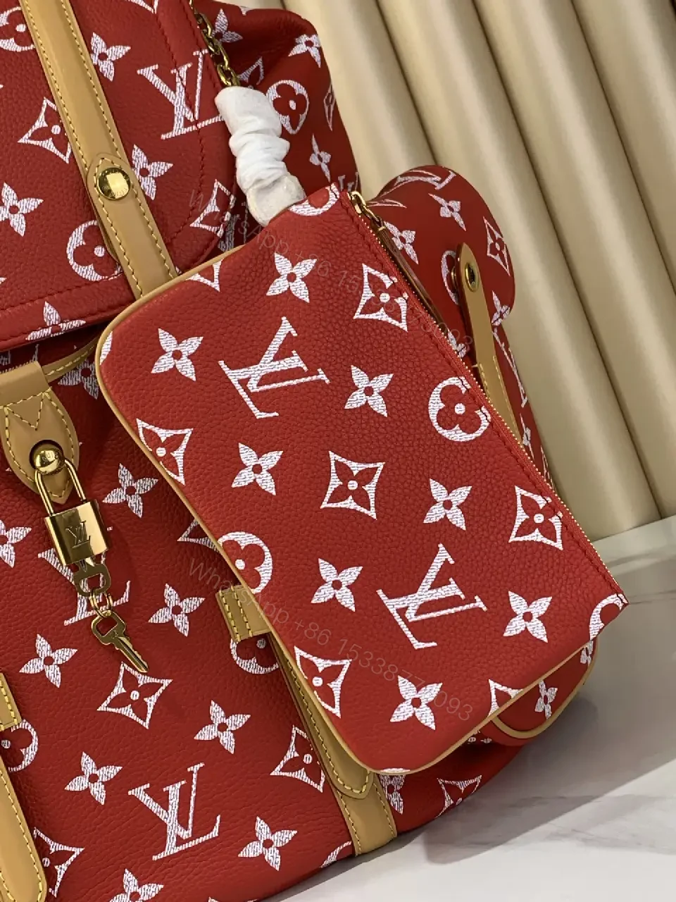 View 7 of Bold Red Monogram Backpack: Modern Everyday Luxury