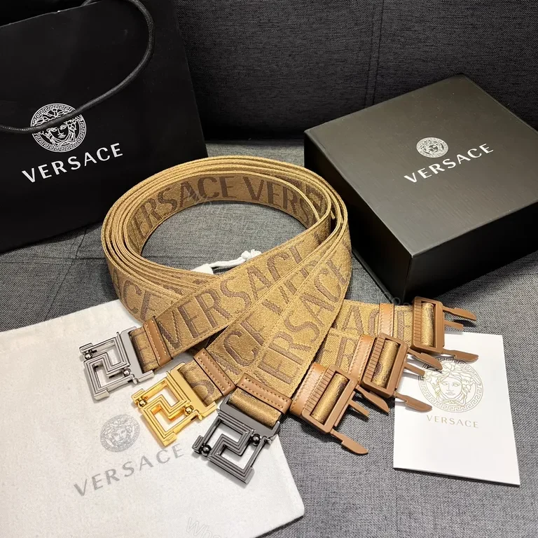 View 4 of Textured Logo Tape Belt: Premium Camel Strap with Modern Buckle