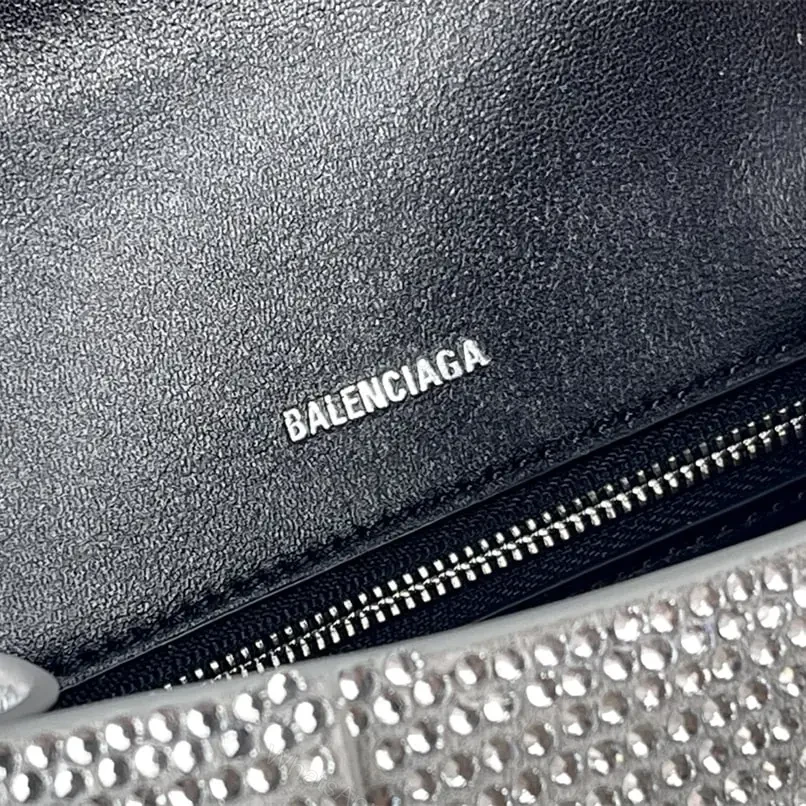 View 13 of 高仿Balenciaga*Hourglass系列沙漏包滿鑽銀色S