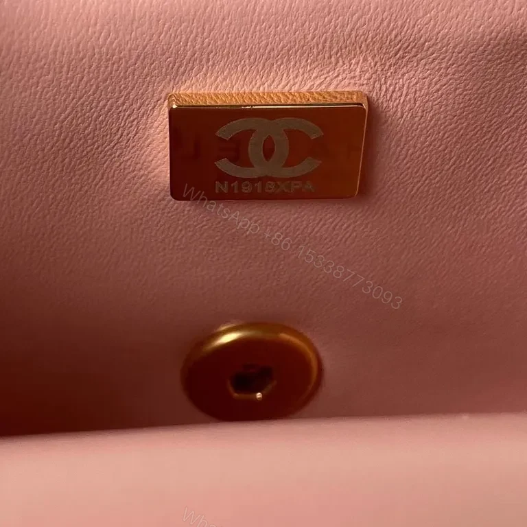 View 8 of Chanel-Inspired Quilted Flap Bag: Soft Pink, Gold Chain