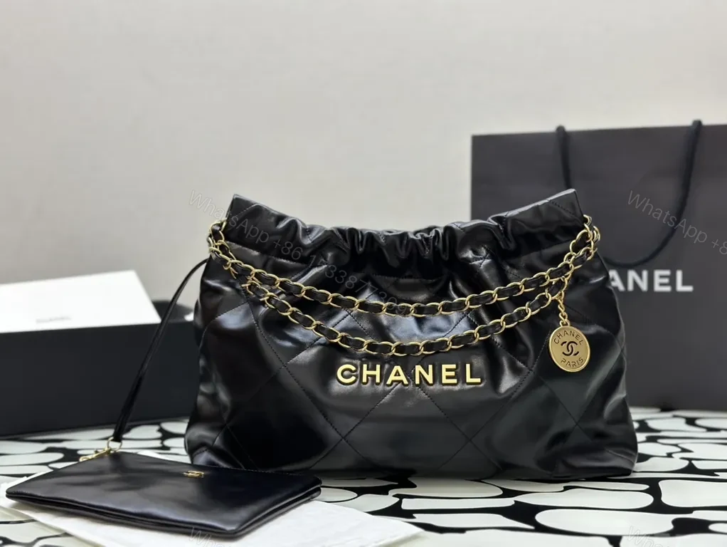 View 6 of Chanel Quilted Black Leather Shoulder Bag with Gold Chain - Luxury Everyday Carry