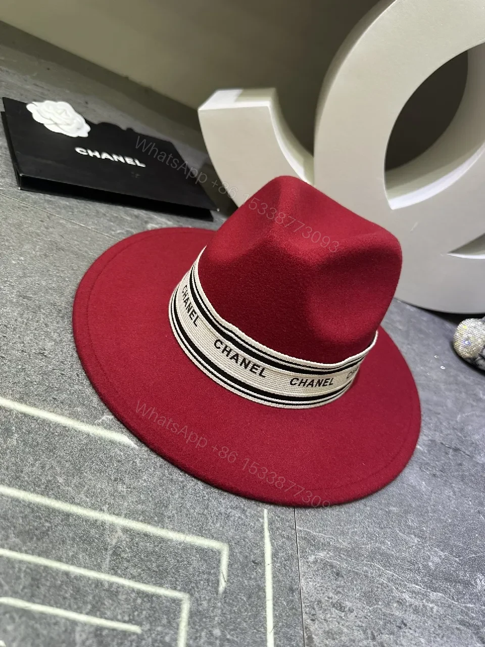 View 5 of Chanel-Inspired Felt Fedora: Structured Luxury Hat