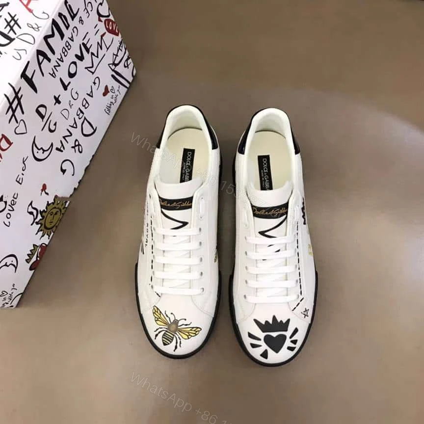 View 4 of DOLCE AND GABBANA PORTOFINO WASP PRINT SNEAKERS IN WHITE – DG104