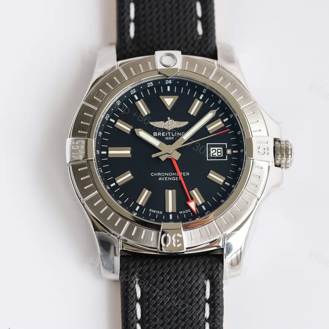 Breitling Avenger Automatic GMT 45 Watch – Black Dial, Stainless Steel Case, Black Strap — view 1