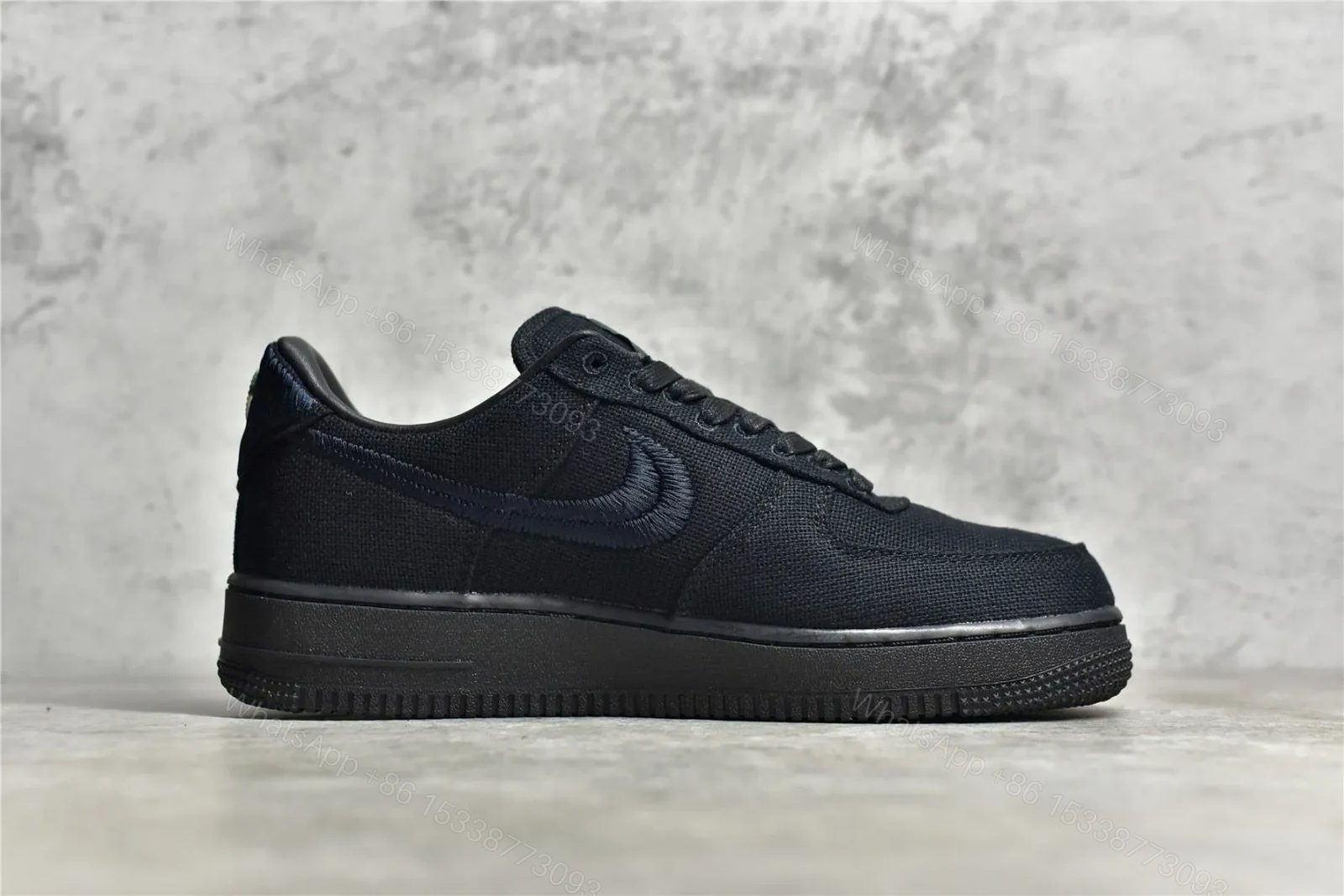 View 3 of Stussy X Air Force 1 Low Triple Black Reps