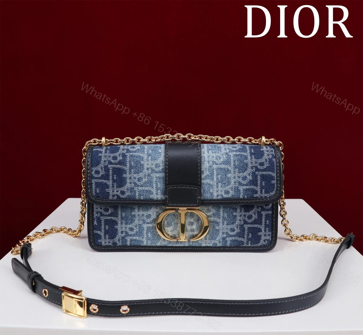 Dior一比一30 Montaigne牛仔藍斜背包 女士復古洗水設計款 — view 1