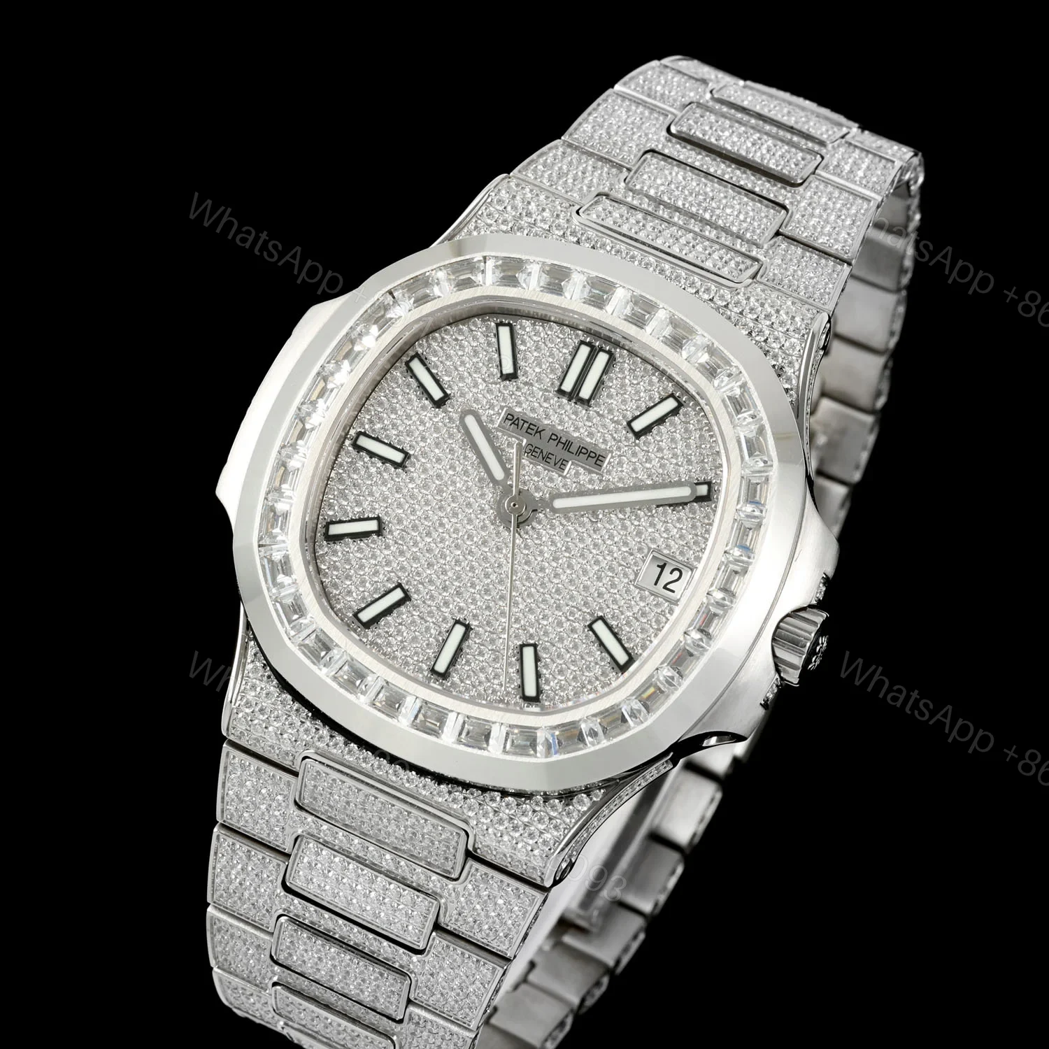 View 3 of Patek Philippe Nautilus 5711 BD1 Diamond Pavé Watch 40mm Full Diamond Bracelet Edition AMG-PP-BD1-5711-2600-DP