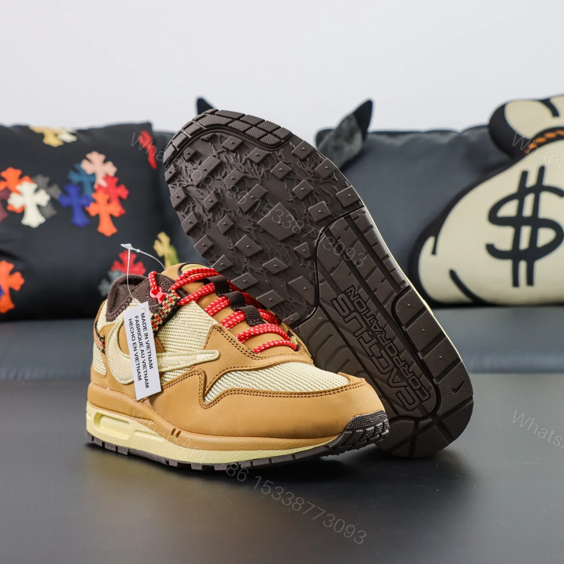 View 3 of Travis Scott x Nike Air Max 1 Wheat Reps