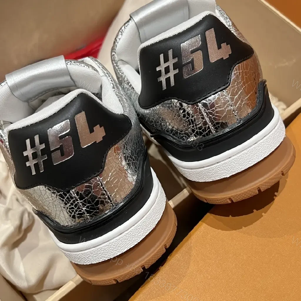 View 5 of Metallic Textured Sneaker: LV-Inspired Luxury Comfort Shoes