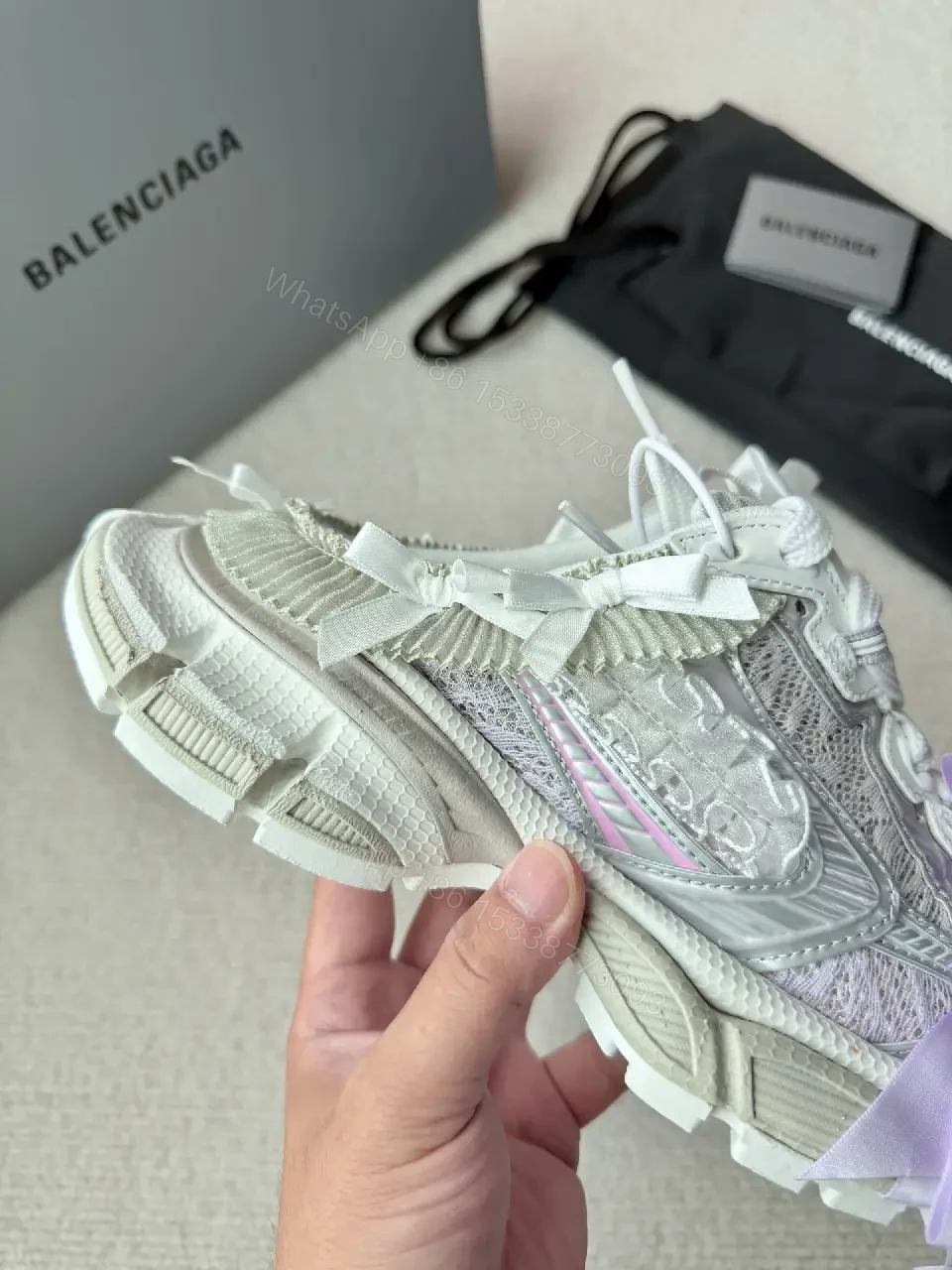 View 10 of Lilac-Accented Textured Luxe Sneaker, Cushioned Comfort, Casual/City Wear