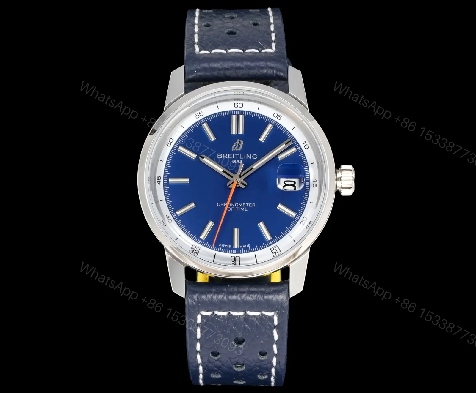 Breitling Top Time B31 Blue Replica Leather Strap 38MM Premium BRE-TOP-B31-38-GRN-LTH — view 1
