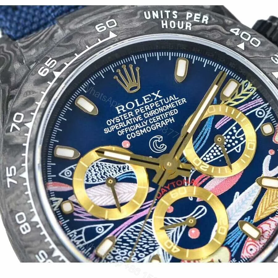 View 3 of Rolex Daytona 116500LN Super Clone: 40mm Steel Color Fish Pattern Dial Cosmograph