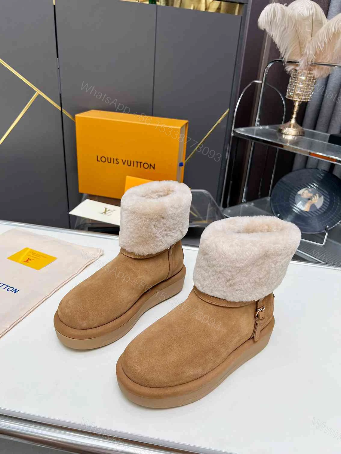 View 3 of LOUIS VUITTON ASPEN PLATFORM ANKLE BOOT BEIGE 1AC79I