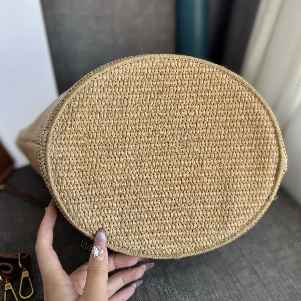 View 4 of CELINE SUPPLE SMALL TRIOMPHE CLASSIC PANIER IN RAFFIA TAN 25CM