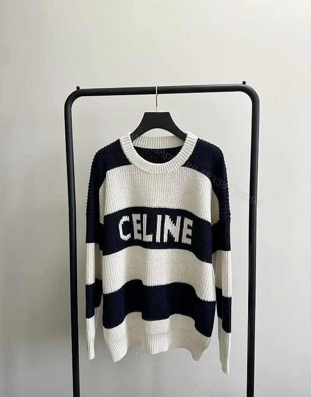 Chunky Navy & Cream Knit Sweater - Designer-Inspired Comfort, All-Season — view 1