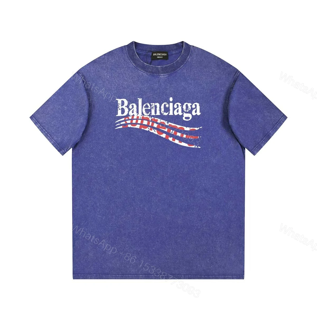 Balenciaga 一比一 男款復古水洗字母印花短袖T恤 街頭潮流設計 — view 1