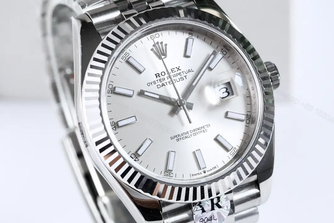 View 3 of Fake Rolex Datejust Silver Index Best Jubilee Bracelet 41MM 126334-0024