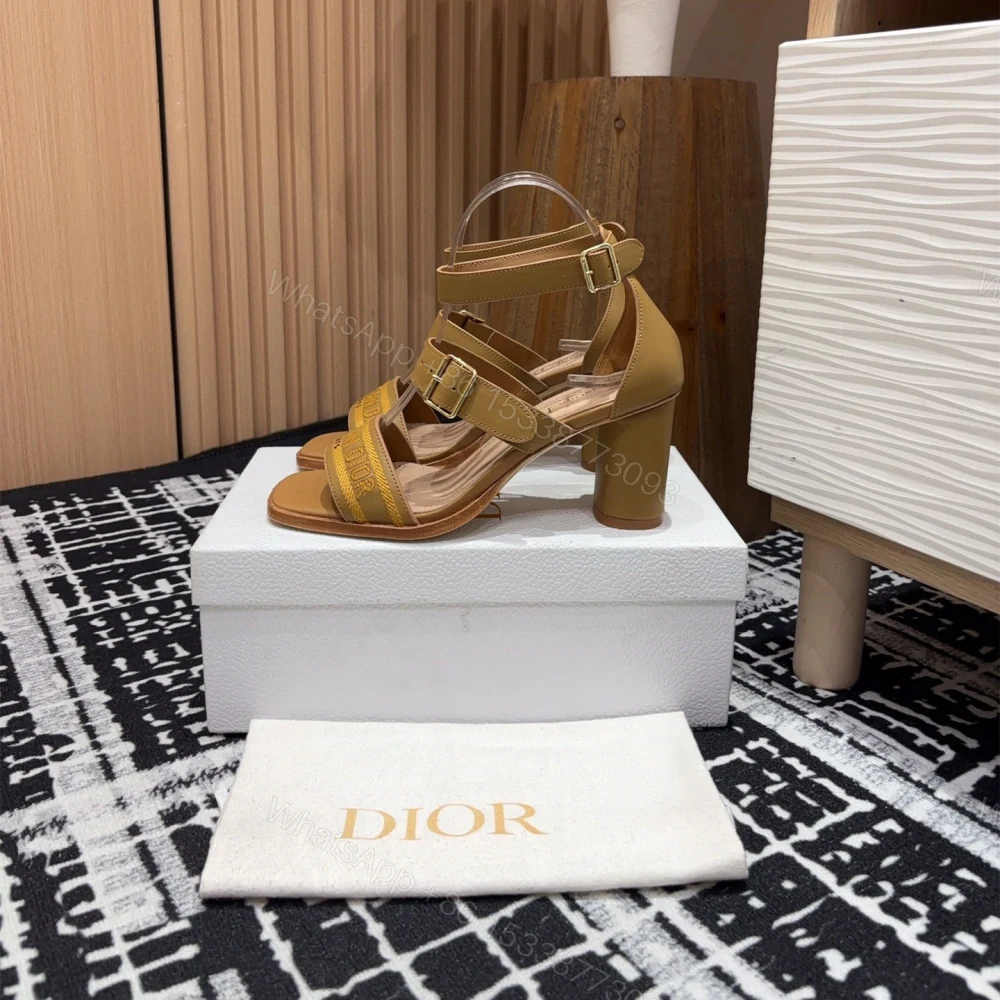 View 2 of 高仿Dior*Dway3系列KDO184高跟刺繡涼鞋棕色免檢版