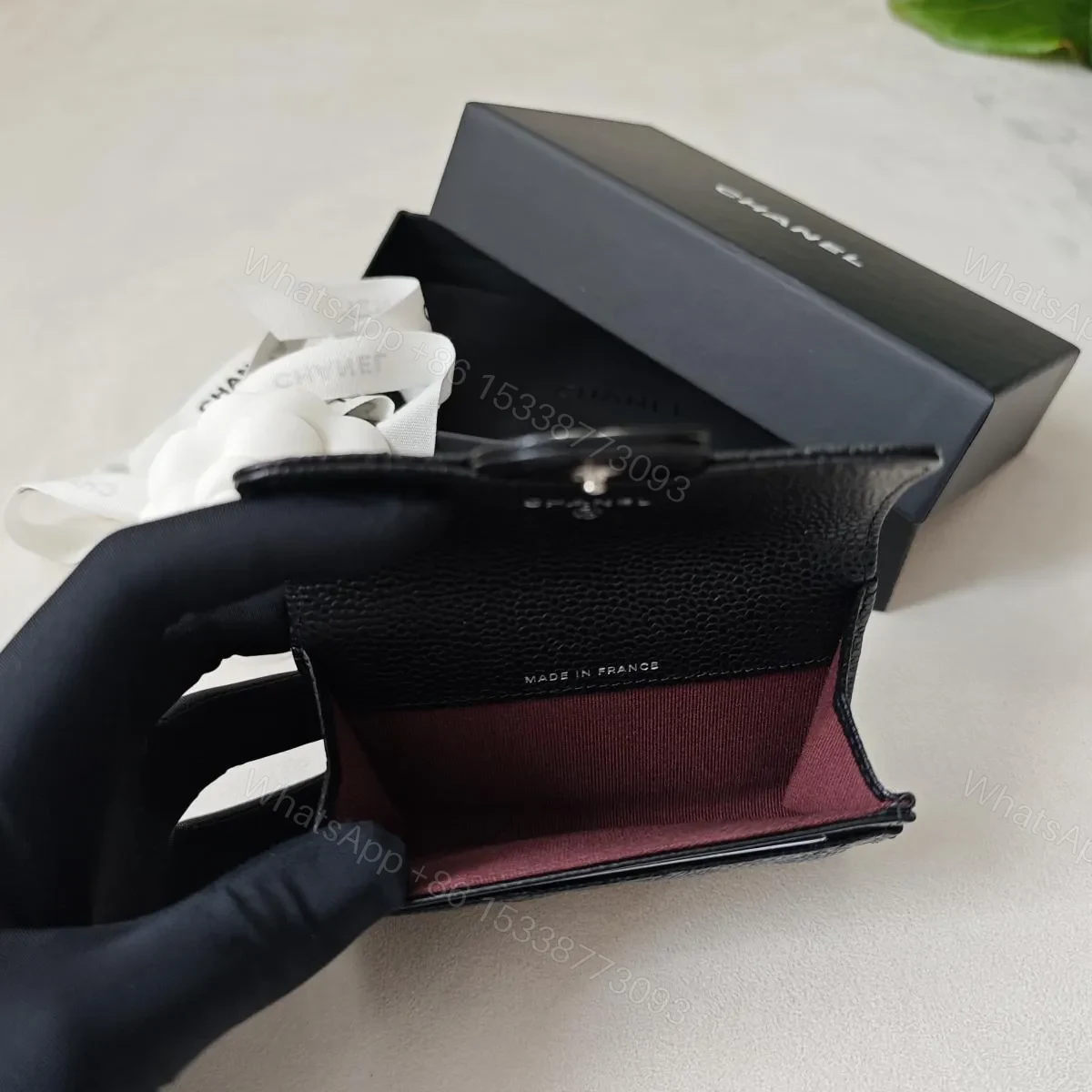 View 3 of Chanel Wallet black with sliver hardware