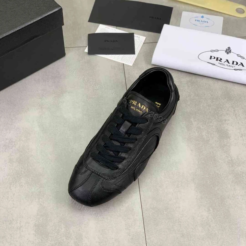 View 6 of Prada Montecarlo Re Edition 2005 Antiqued Nappa Leather Sneakers Black