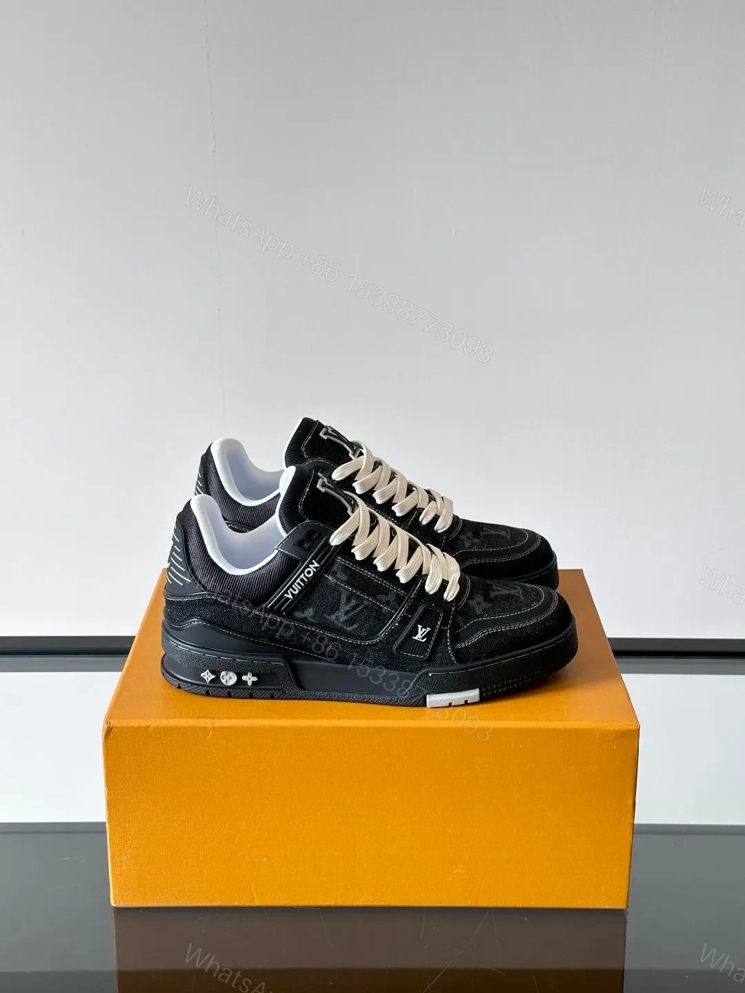 LV Men Black Suede Sneakers — view 1