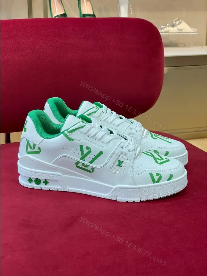 View 2 of LOUIS VUITTON TRAINER LOW-TOP SNEAKERS IN WHITE AND GREEN – LSVT387