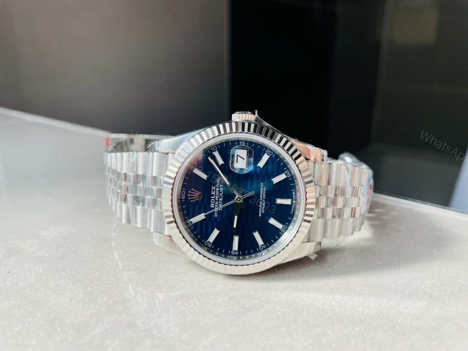 View 7 of VSF Factory 1:1 Rolex Datejust 41mm 126334 904L SS Fluted Bezel Patterned Blue MOTIF Dial VS3235