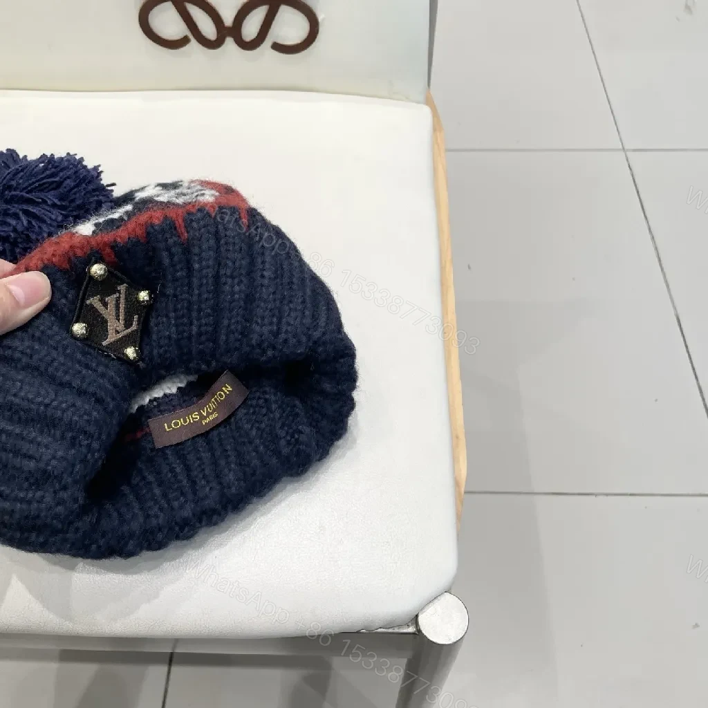 View 6 of Navy Knit Beanie with Pom – Luxe Designer-Inspired Warmth