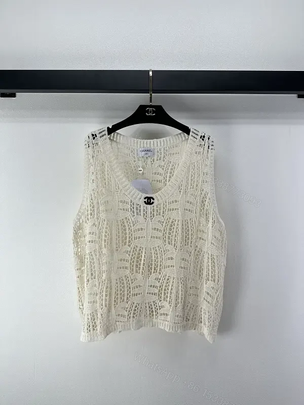 Crochet-Knit Tank Top with Couture Texture + Lightweight Luxury Top — view 1