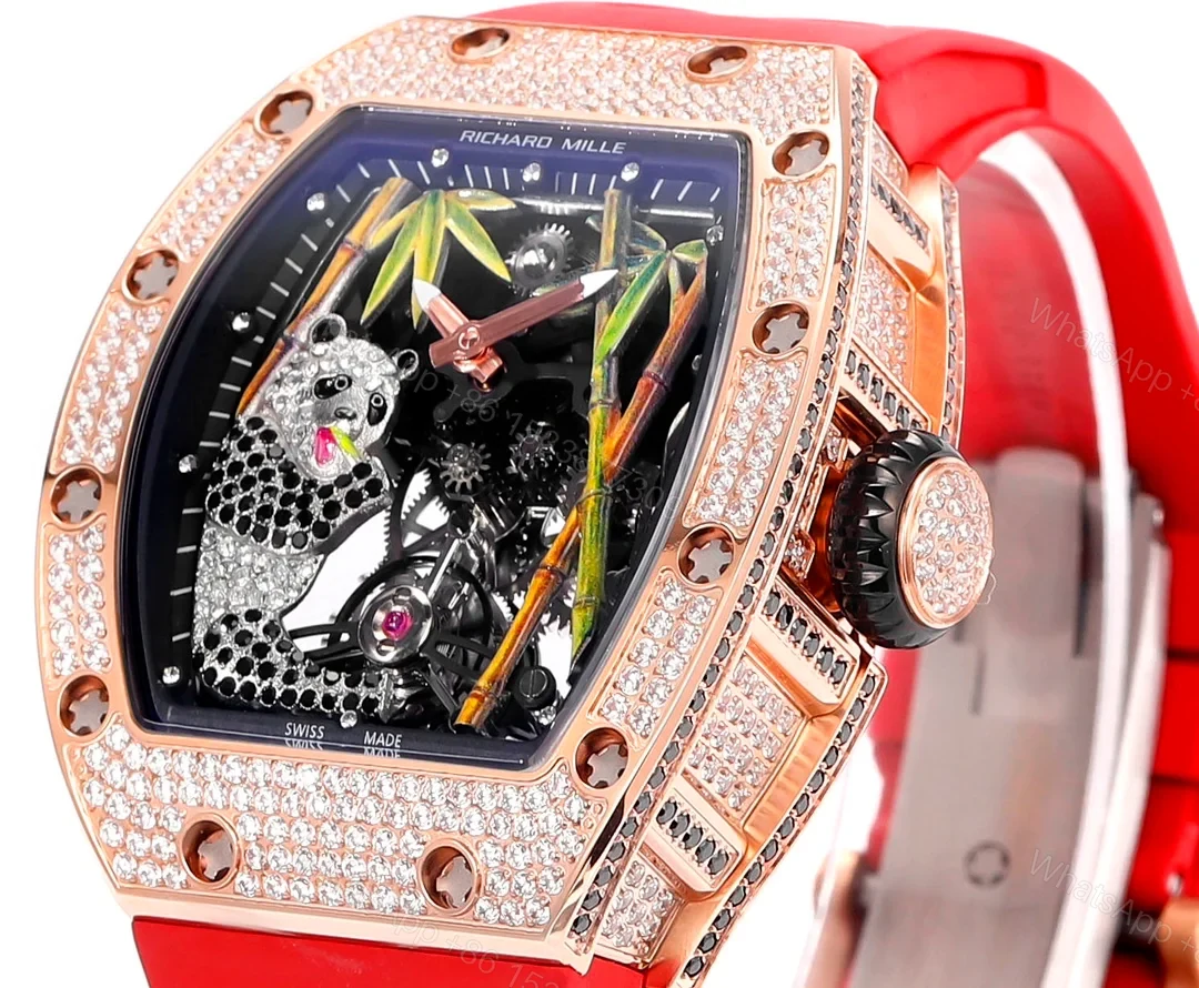 View 2 of Richard Mille RM26-01 Panda Tourbillon Watch Diamond Set 18K White Gold Panda Bamboo Art Dial Mechanical Luxury Edition RM26-01-PND-WGA