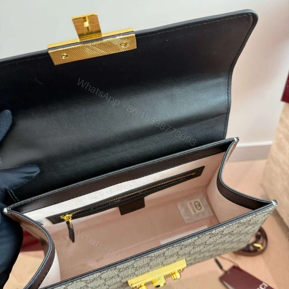 View 10 of Gucci Padlock GG Supreme Top Handle Bag Black And Beige 28Cm 453188 KLQJG 9785