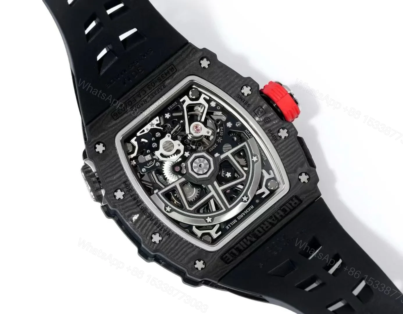 View 9 of Richard Mille RM35-03 Automatic Skeleton Watch Quartz Carbon NTPT Carbon TPT Fiber Case 13.5MM Integrated Movement Premium Edition RM35-03-QCF-AUT-35