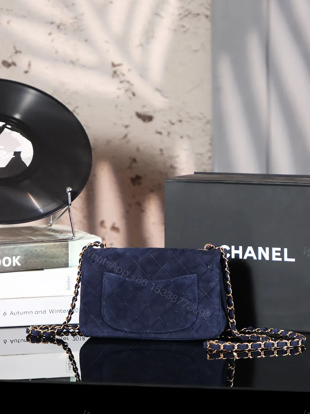 View 5 of CHANEL Vintage Double Flap Bag Suede