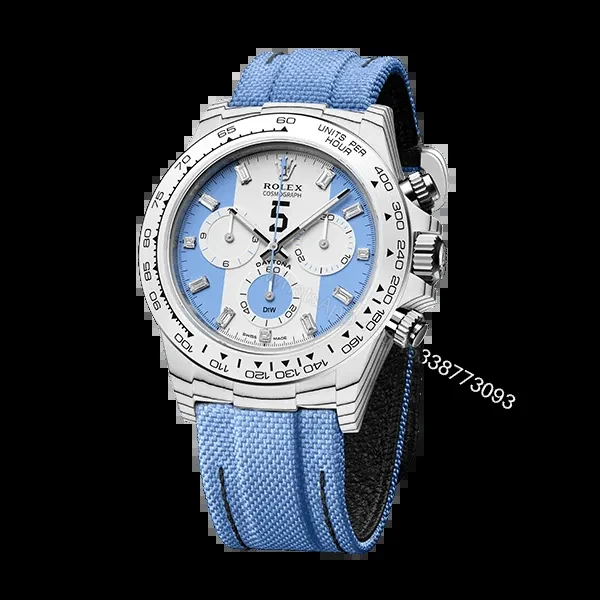 View 3 of Replica Rolex Daytona DiW White Carbon Baby Blue Crystal Dial Nylon Strap 40mm