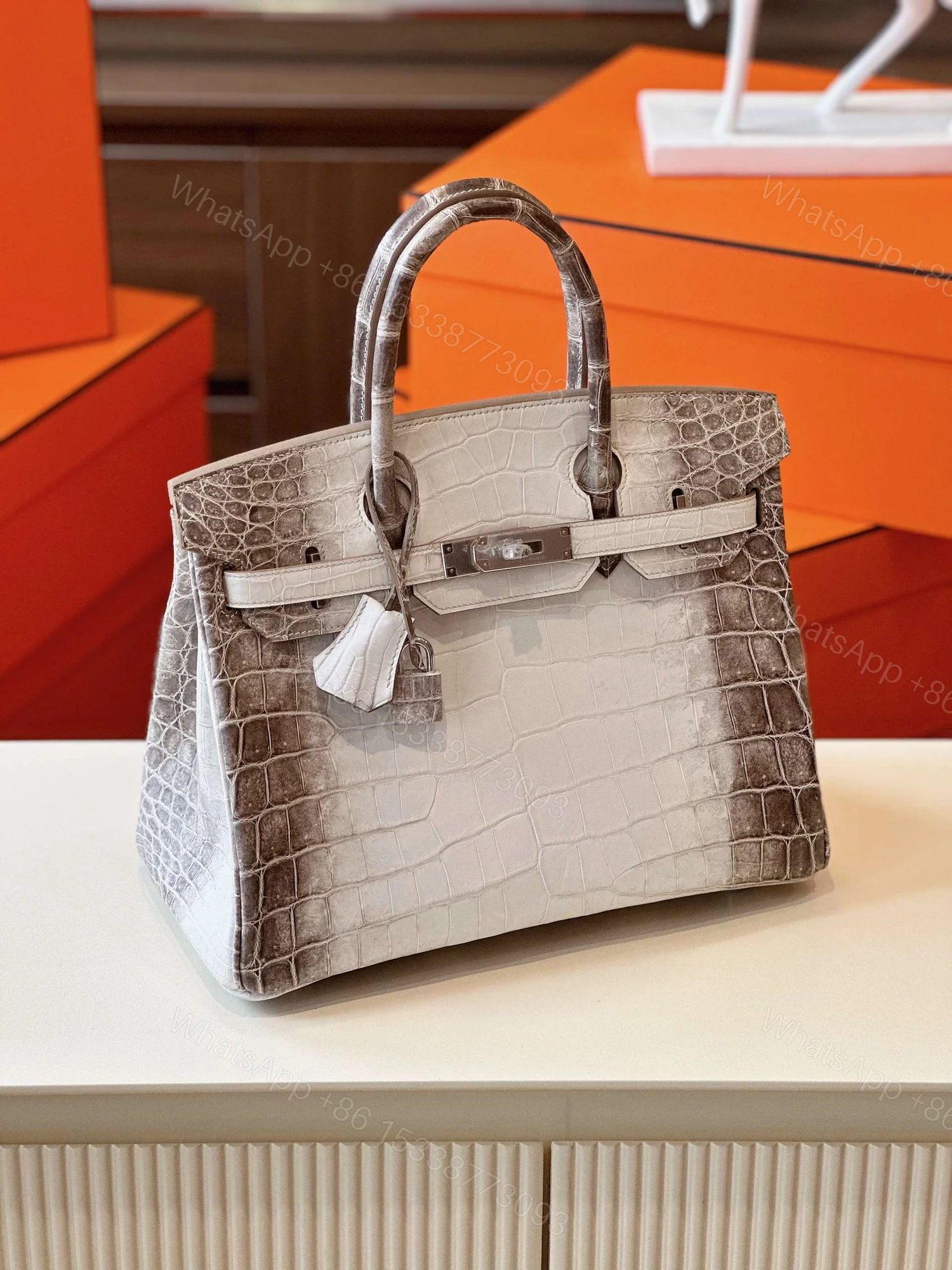 View 6 of Hermes Birkin 30 Himalaya Albino Genuine Crocodile Leather
