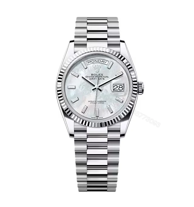Superclone Rolex Day-Date White Mother-of-Pearl Diamond Dial 128236-0021 36 mm — view 1