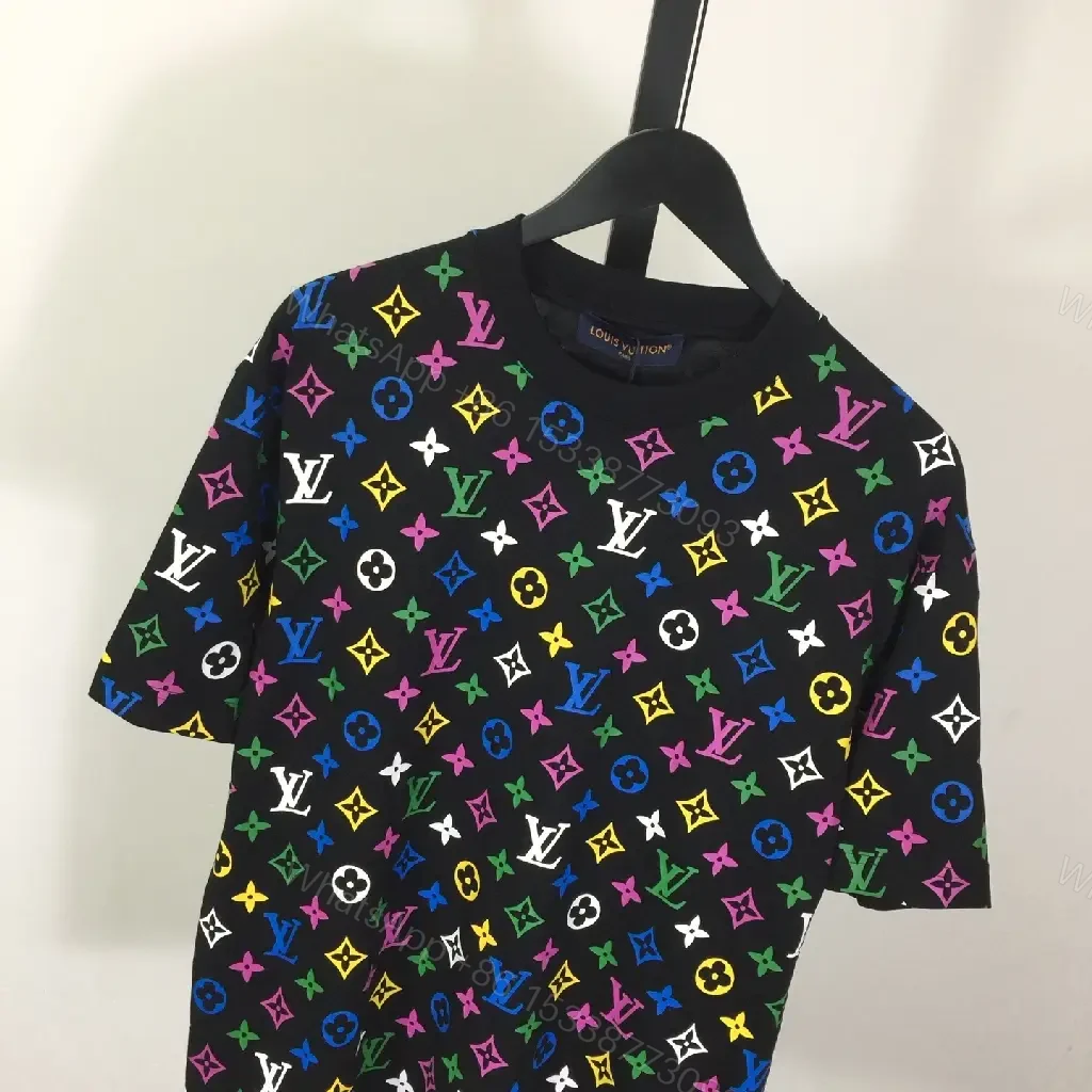 View 7 of Multicolor Monogram Knit Tee: Bold Luxury Street Style Top