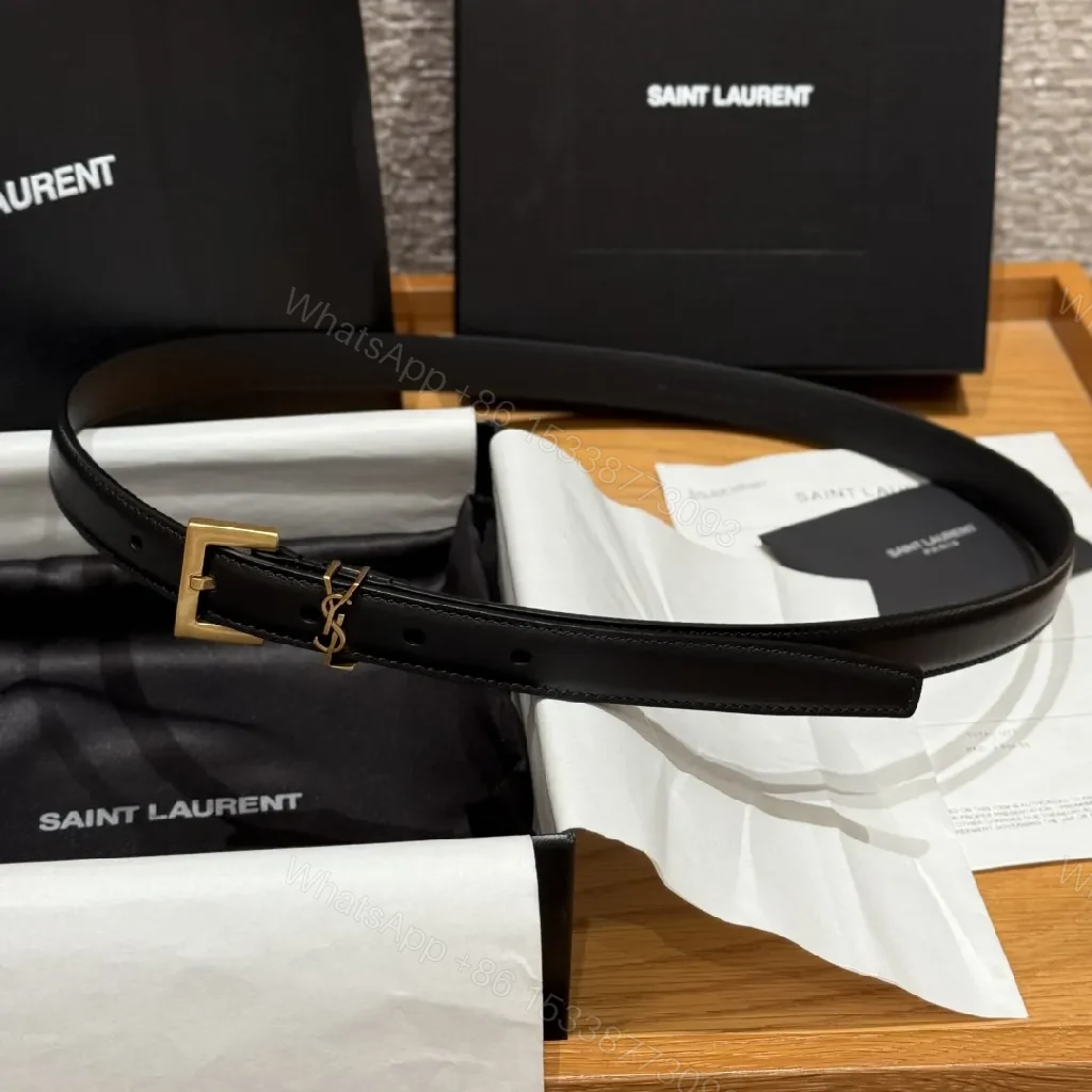 View 8 of Elegant Black Leather Belt with Gold Hardware Belts: Luxury, Subtle Logo