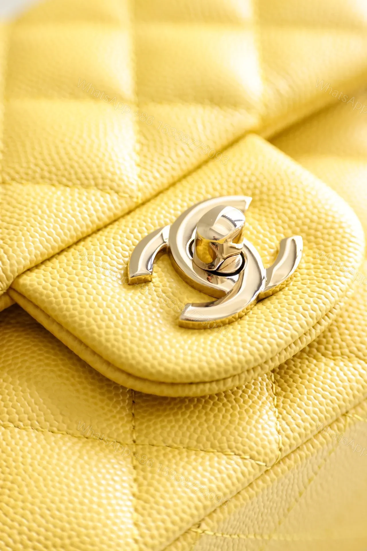 View 3 of Chanel Classic Flap Mini Like Auth Handbag Woman’s Yellow 20cm