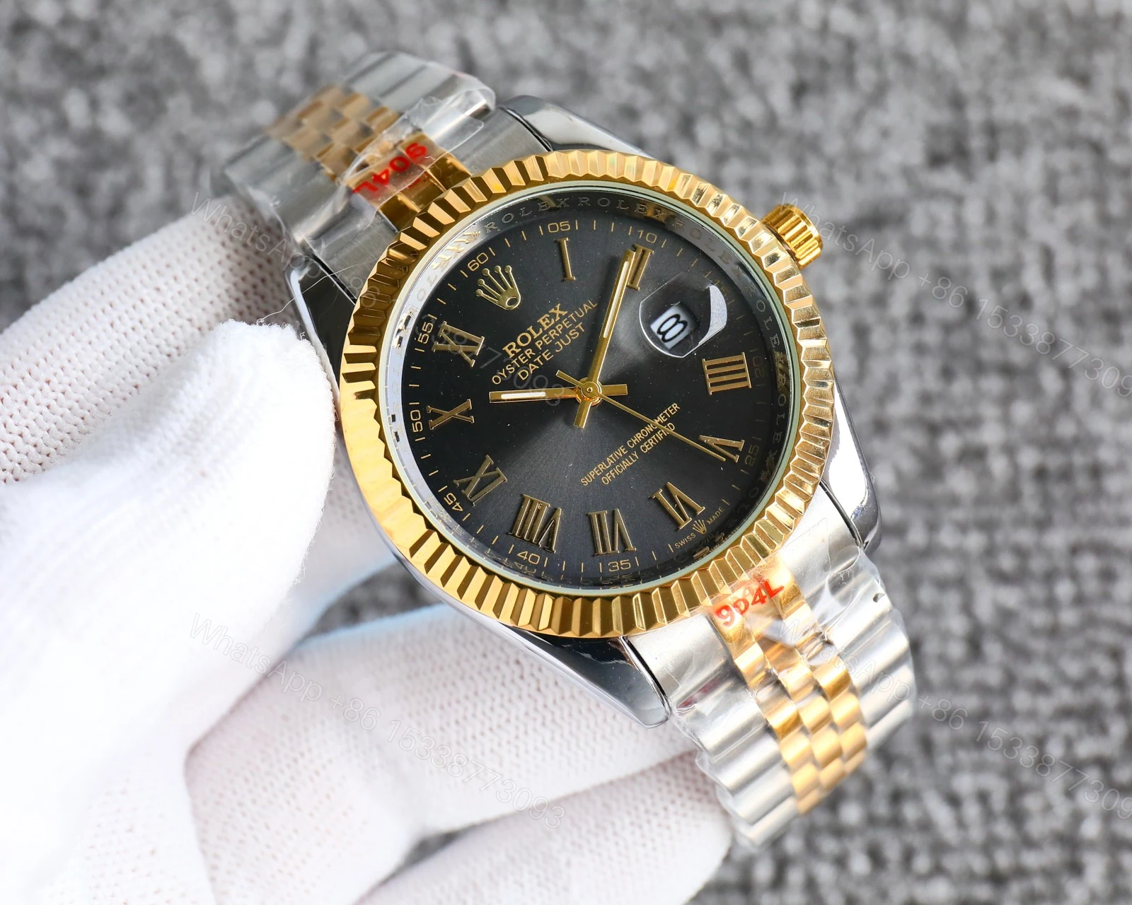 View 2 of Rolex Datejust Roman Numeral Dial Oystersteel And Gold In Black 41Mm