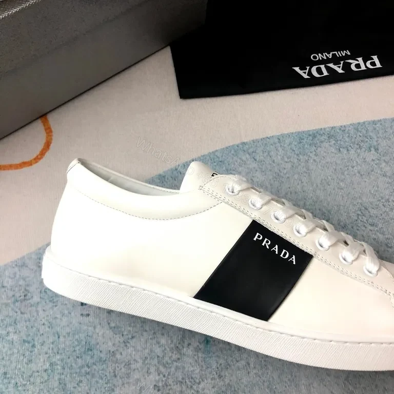 View 5 of White Leather Prada Milano Minimalist Sneakers with All-Day Comfort