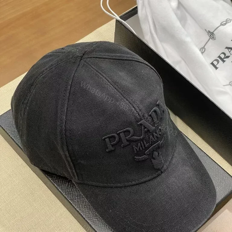 View 4 of Prada Black Cap â€” Subtle Logo, Structured Luxury Cap