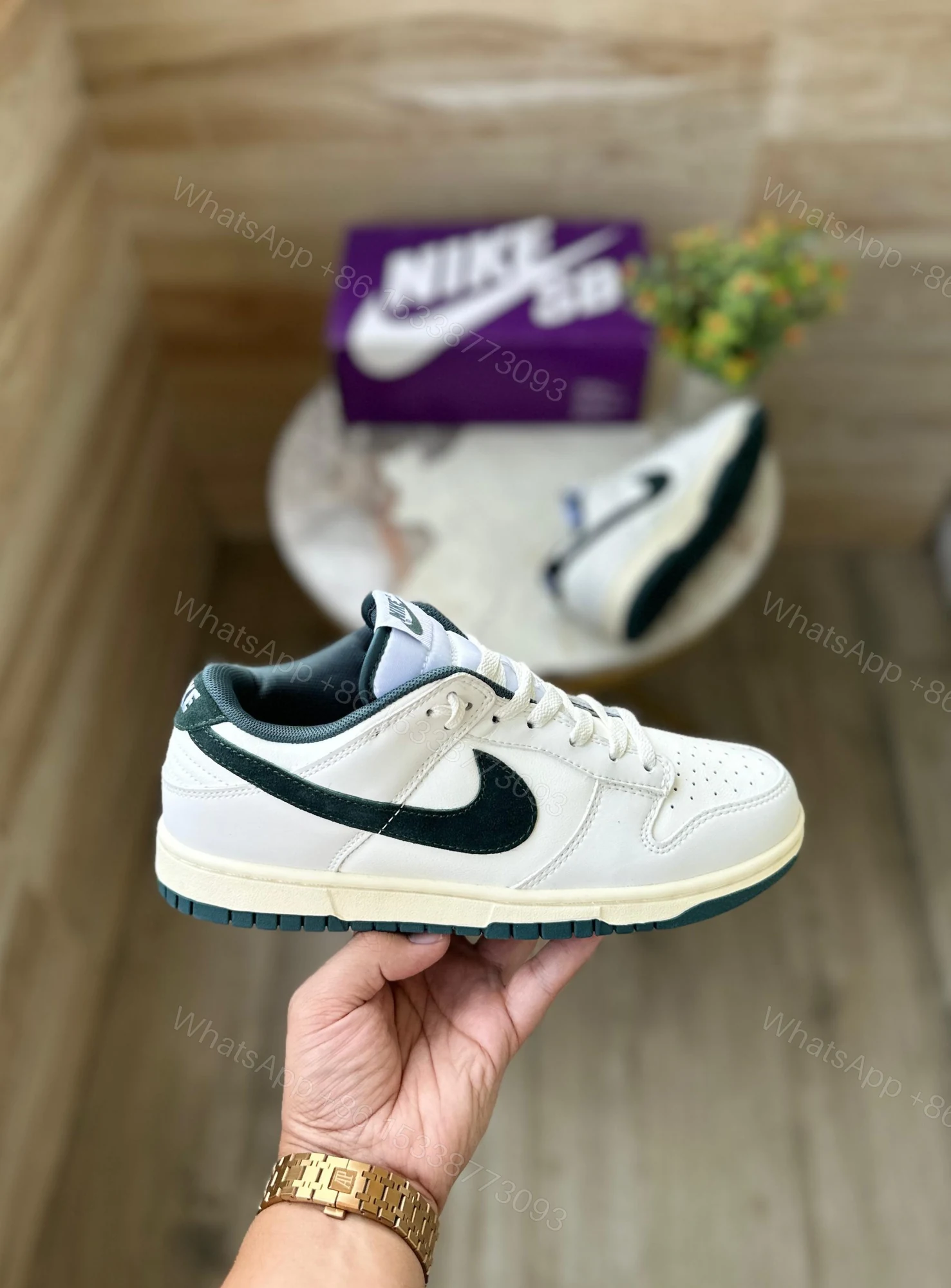 View 4 of Nike dunk white green shoes- imported 7A on sale