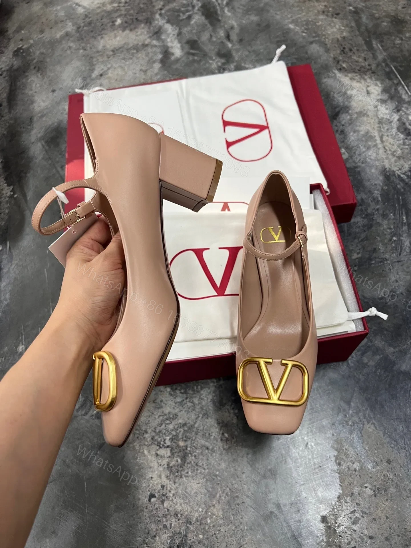 View 2 of Valentino Women Beige Leather Mary Jane Flats